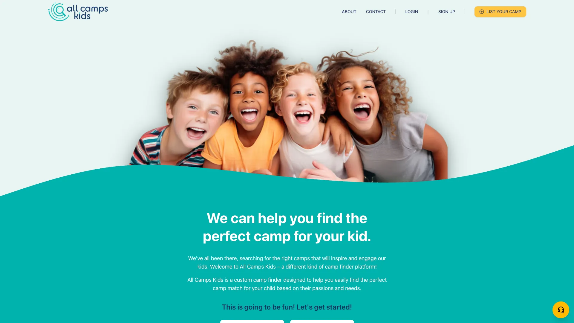 Captura del sitio All Camps Kids