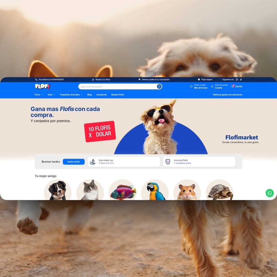 Ecommerce FLOF para productos de mascotas